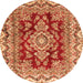 Machine Washable Medallion Orange Traditional Area Rugs, wshtr3395org