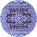 Round Medallion Blue Traditional Rug, tr3395blu