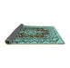 Sideview of Medallion Turquoise Traditional Rug, tr3395turq