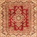 Serging Thickness of Medallion Orange Traditional Rug, tr3395org