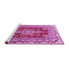 Sideview of Machine Washable Medallion Pink Traditional Rug, wshtr3395pnk