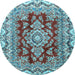 Round Medallion Light Blue Traditional Rug, tr3395lblu