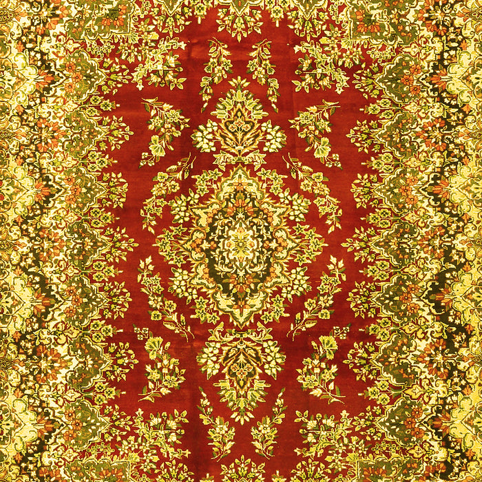 Machine Washable Medallion Yellow Traditional Rug, wshtr3395yw
