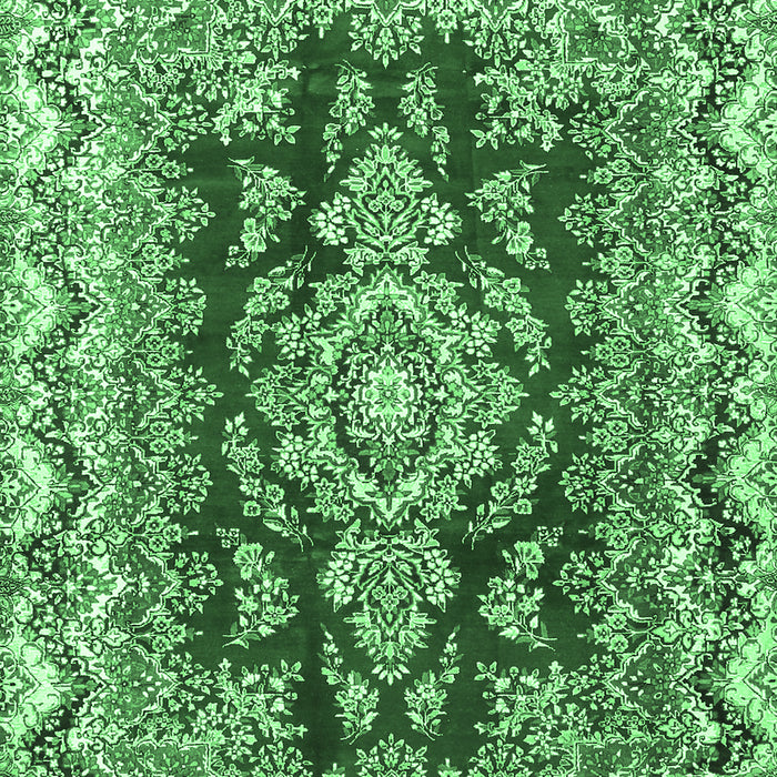 Machine Washable Medallion Emerald Green Traditional Area Rugs, wshtr3395emgrn