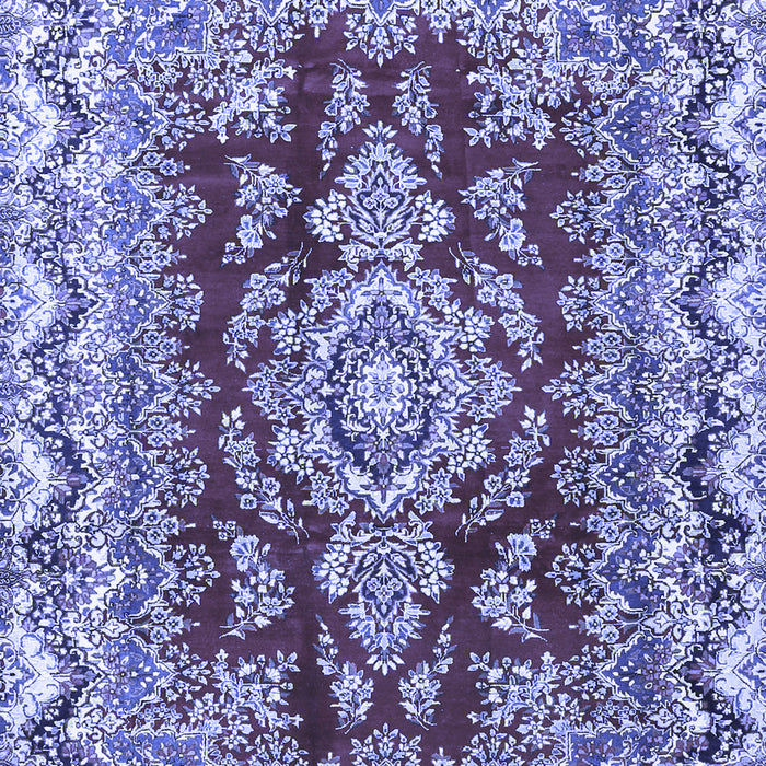 Machine Washable Medallion Blue Traditional Rug, wshtr3395blu