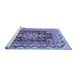 Sideview of Machine Washable Medallion Blue Traditional Rug, wshtr3395blu