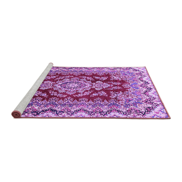 Sideview of Machine Washable Medallion Purple Traditional Area Rugs, wshtr3395pur