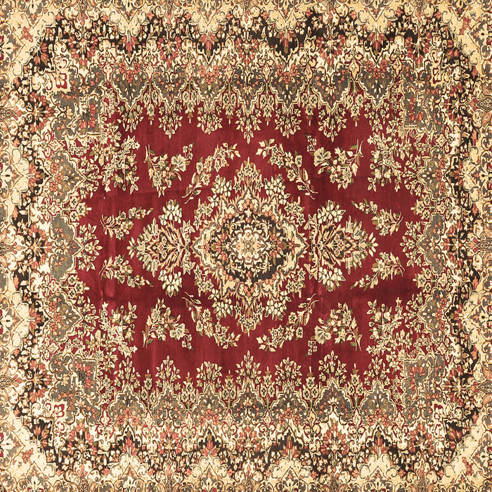 Square Machine Washable Medallion Brown Traditional Rug, wshtr3395brn