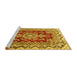 Sideview of Machine Washable Medallion Yellow Traditional Rug, wshtr3395yw