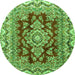 Square Medallion Green Traditional Rug, tr3395grn