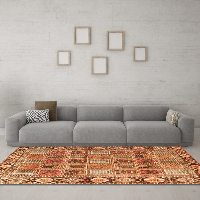 Machine Washable Persian Orange Traditional Area Rugs in a Living Room, wshtr3396org