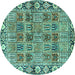 Round Persian Turquoise Traditional Rug, tr3396turq