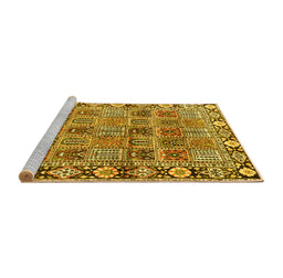 Sideview of Machine Washable Persian Yellow Traditional Rug, wshtr3396yw