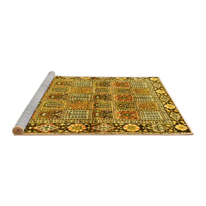 Sideview of Machine Washable Persian Yellow Traditional Rug, wshtr3396yw