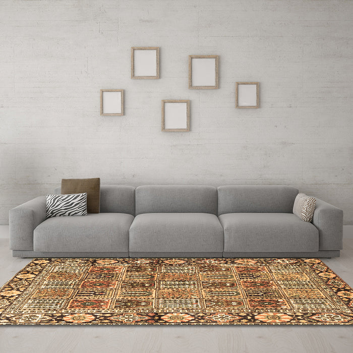 Machine Washable Persian Brown Traditional Rug in a Living Room,, wshtr3396brn
