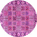 Round Machine Washable Persian Pink Traditional Rug, wshtr3396pnk