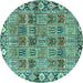 Round Machine Washable Persian Turquoise Traditional Area Rugs, wshtr3396turq