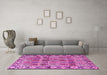 Machine Washable Persian Pink Traditional Rug in a Living Room, wshtr3396pnk