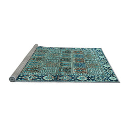 Sideview of Machine Washable Persian Light Blue Traditional Rug, wshtr3396lblu