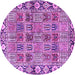 Round Machine Washable Persian Purple Traditional Area Rugs, wshtr3396pur