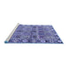 Sideview of Machine Washable Persian Blue Traditional Rug, wshtr3396blu