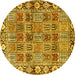 Round Machine Washable Persian Yellow Traditional Rug, wshtr3396yw