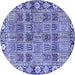 Round Machine Washable Persian Blue Traditional Rug, wshtr3396blu