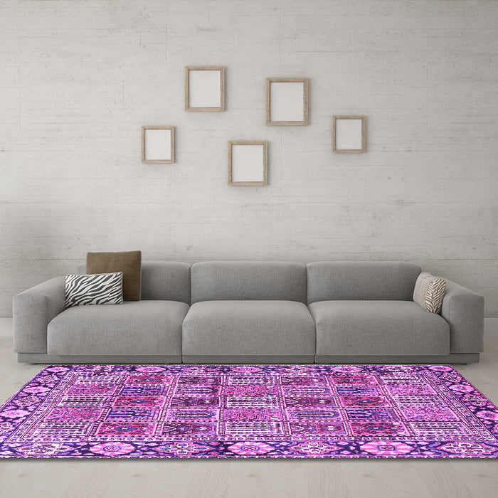 Machine Washable Persian Purple Traditional Area Rugs in a Living Room, wshtr3396pur