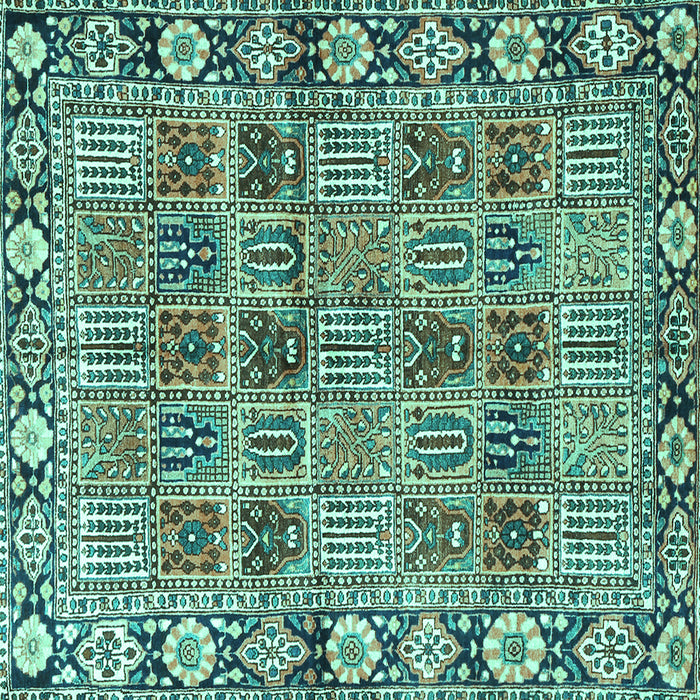 Square Machine Washable Persian Turquoise Traditional Area Rugs, wshtr3396turq