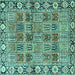 Square Machine Washable Persian Turquoise Traditional Area Rugs, wshtr3396turq