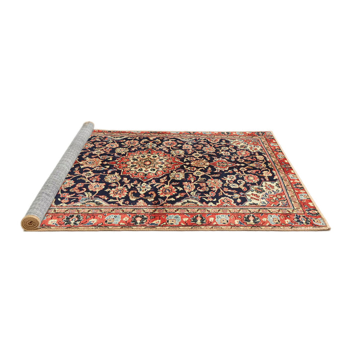 Sideview of Machine Washable Traditional Brown Red Rug, wshtr3397