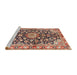 Sideview of Machine Washable Traditional Brown Red Rug, wshtr3397