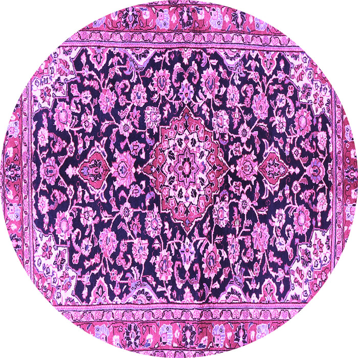 Round Medallion Purple Traditional Rug, tr3397pur