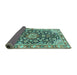 Sideview of Medallion Turquoise Traditional Rug, tr3397turq