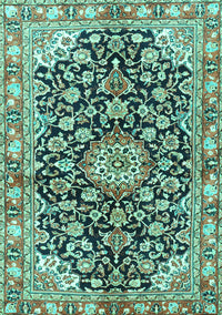 Medallion Turquoise Traditional Rug, tr3397turq