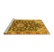 Sideview of Machine Washable Medallion Yellow Traditional Rug, wshtr3397yw