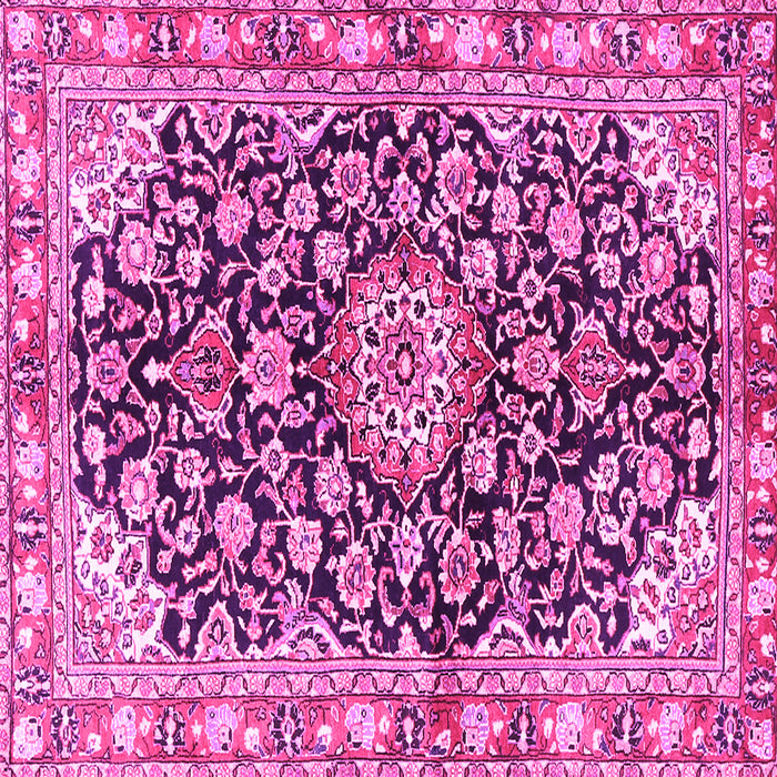 Square Machine Washable Medallion Pink Traditional Rug, wshtr3397pnk