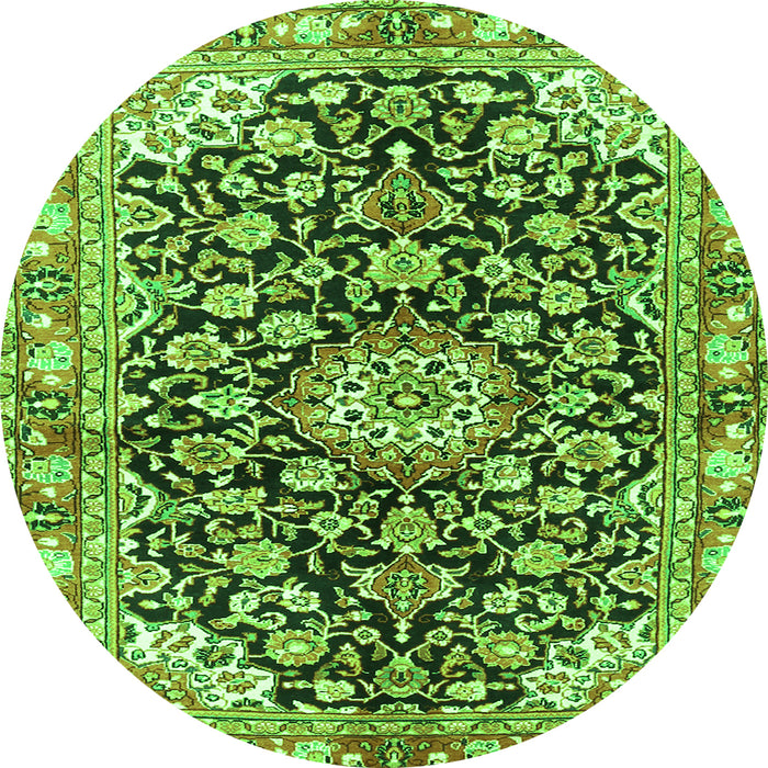 Machine Washable Medallion Green Traditional Area Rugs, wshtr3397grn