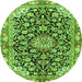 Machine Washable Medallion Green Traditional Area Rugs, wshtr3397grn