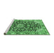 Sideview of Machine Washable Medallion Emerald Green Traditional Area Rugs, wshtr3397emgrn