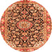 Machine Washable Medallion Orange Traditional Area Rugs, wshtr3397org