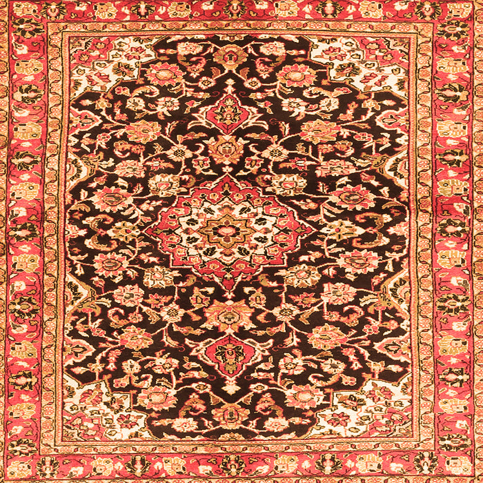 Serging Thickness of Medallion Orange Traditional Rug, tr3397org
