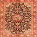 Serging Thickness of Medallion Orange Traditional Rug, tr3397org