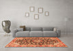 Machine Washable Medallion Orange Traditional Area Rugs in a Living Room, wshtr3397org