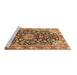 Sideview of Machine Washable Medallion Brown Traditional Rug, wshtr3397brn