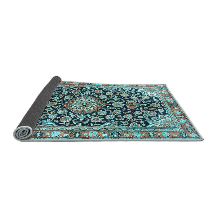 Sideview of Medallion Light Blue Traditional Rug, tr3397lblu