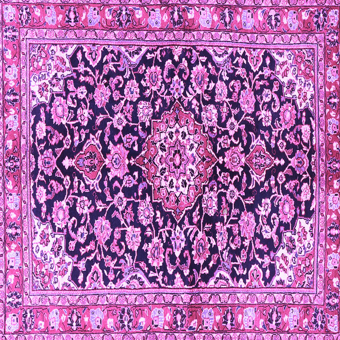 Square Machine Washable Medallion Purple Traditional Area Rugs, wshtr3397pur