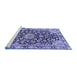 Sideview of Machine Washable Medallion Blue Traditional Rug, wshtr3397blu