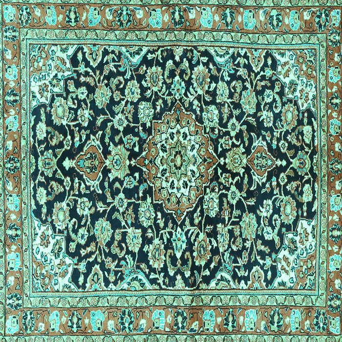 Square Medallion Turquoise Traditional Rug, tr3397turq