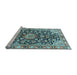 Sideview of Machine Washable Medallion Light Blue Traditional Rug, wshtr3397lblu